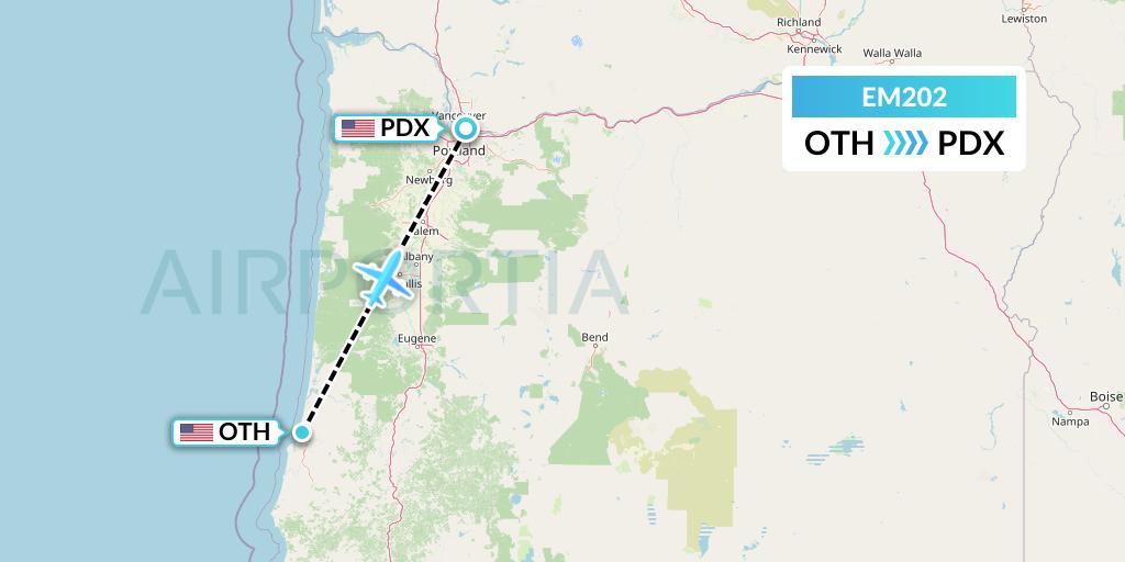 EM202 Empire Airlines Flight Map: North Bend to Portland