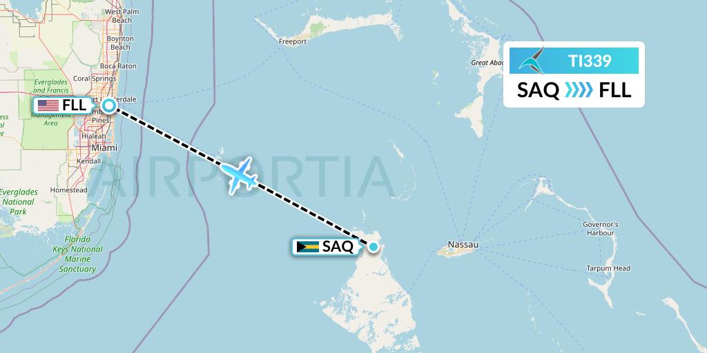 TI339 Tailwind Airlines Flight Map: San Andros to Fort Lauderdale