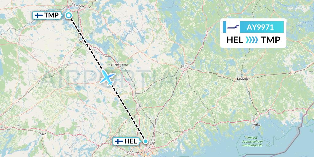 AY9971 Finnair Flight Map: Helsinki to Tampere
