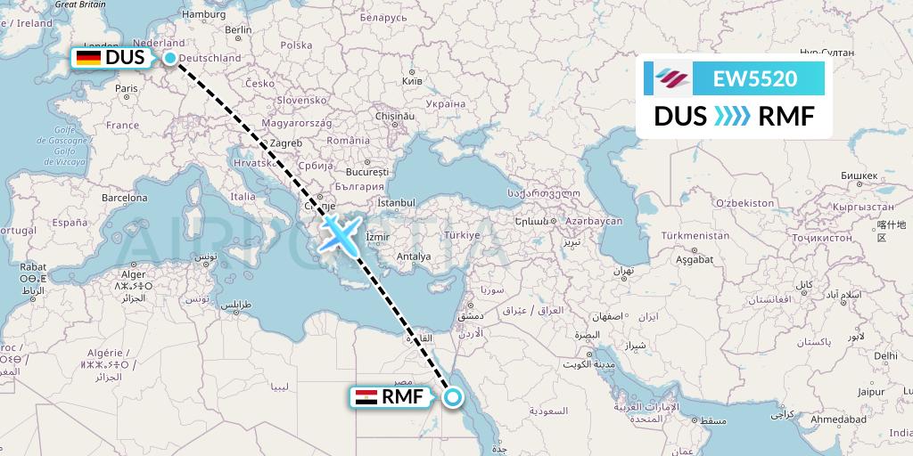 EW5520 Eurowings Flight Map: Dusseldorf to Marsa Alam