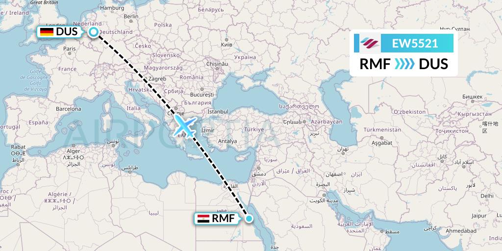 EW5521 Eurowings Flight Map: Marsa Alam to Dusseldorf