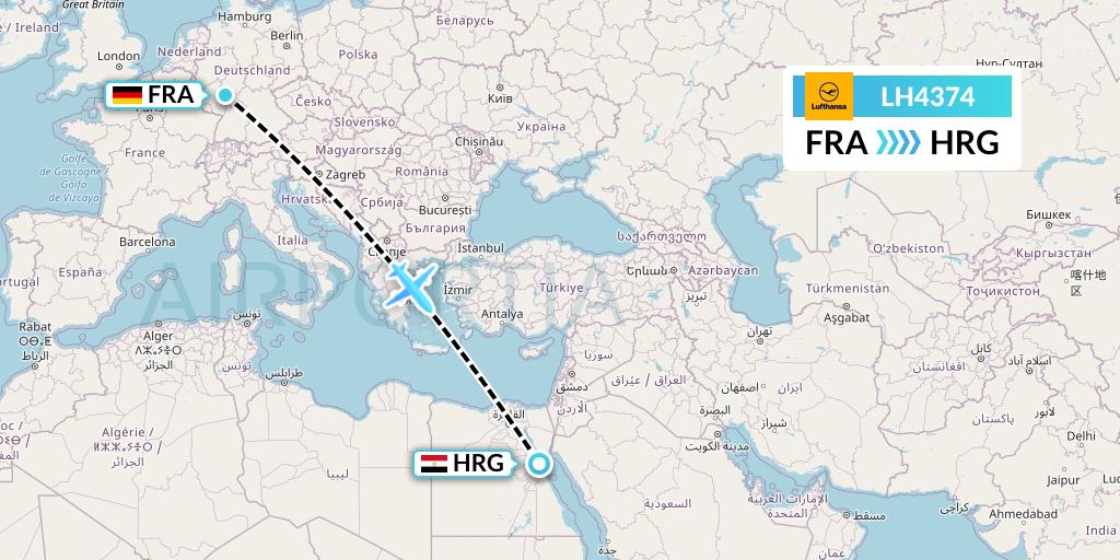 LH4374 Lufthansa Flight Map: Frankfurt to Hurghada