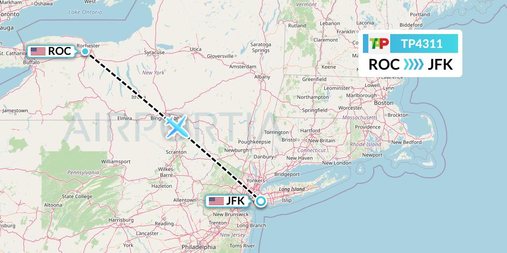 TP4311 TAP Portugal Flight Map: Rochester to New York