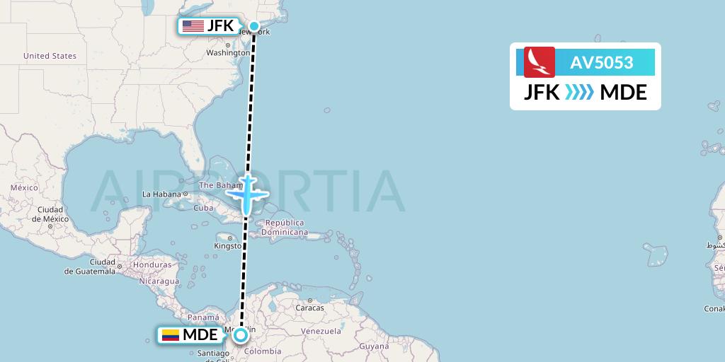 AV5053 Avianca Flight Map: New York to Medellin
