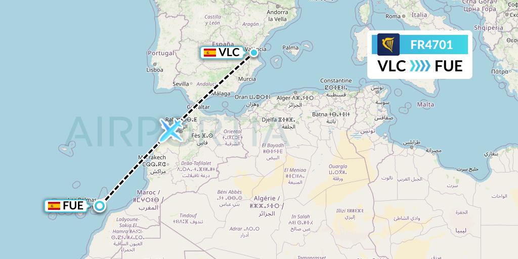 FR4701 Flight Status Ryanair Valencia to Fuerteventura (RYR4701)