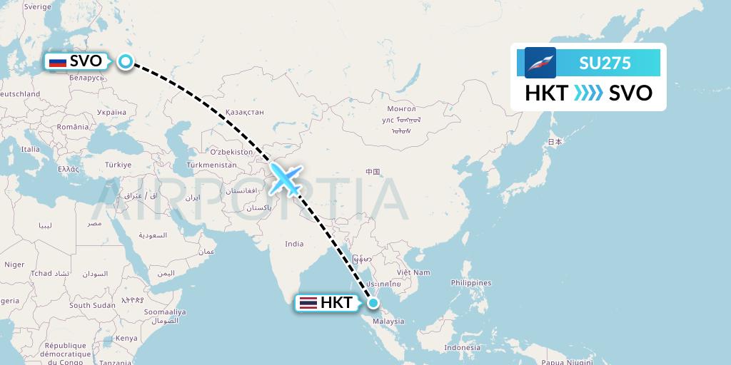 SU275 Aeroflot Flight Map: Phuket to Moscow