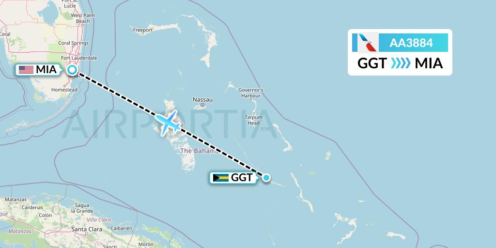 AA3884 American Airlines Flight Map: George Town to Miami