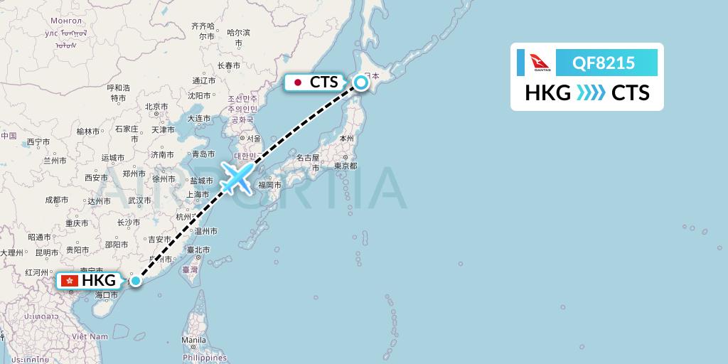 QF8215 Qantas Flight Map: Hong Kong to Sapporo
