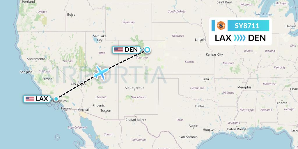 SY8711 Sun Country Airlines Flight Map: Los Angeles to Denver