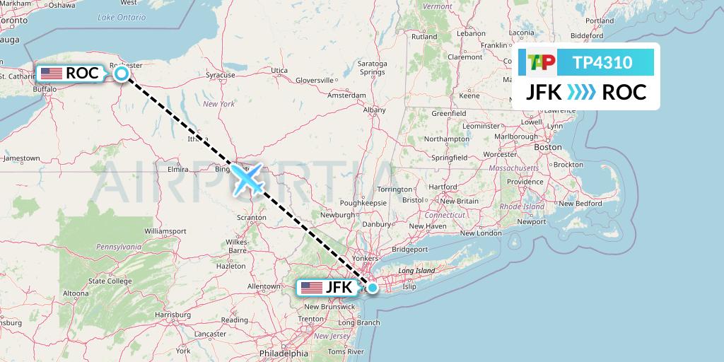 TP4310 TAP Portugal Flight Map: New York to Rochester