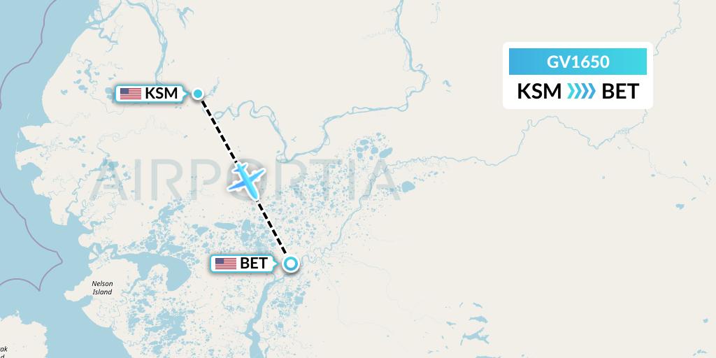 GV1650 Grant Aviation Flight Map: St. Mary's to Bethel