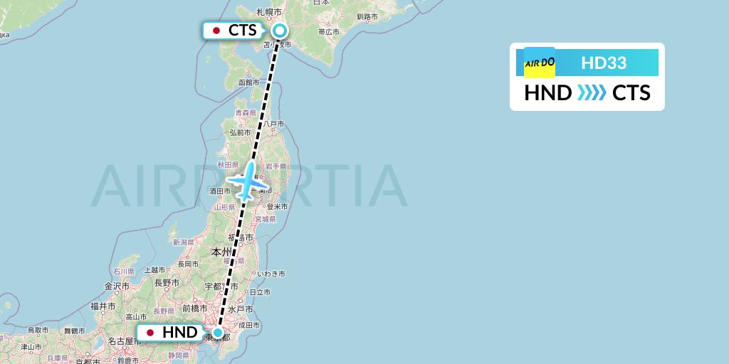 HD33 Air Do Flight Map: Tokyo to Sapporo
