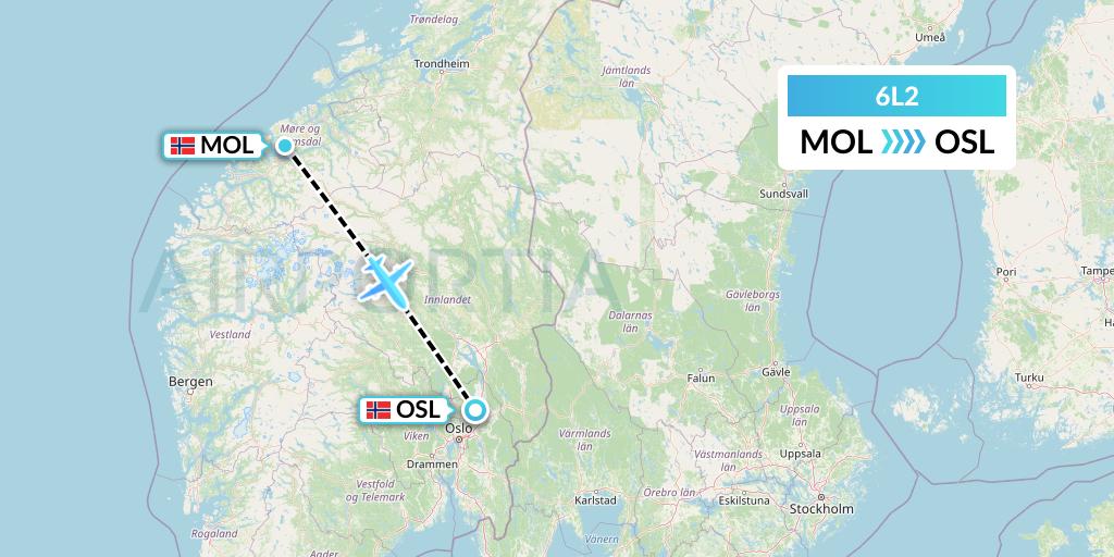 6L2 Aklak Air Flight Map: Molde to Oslo