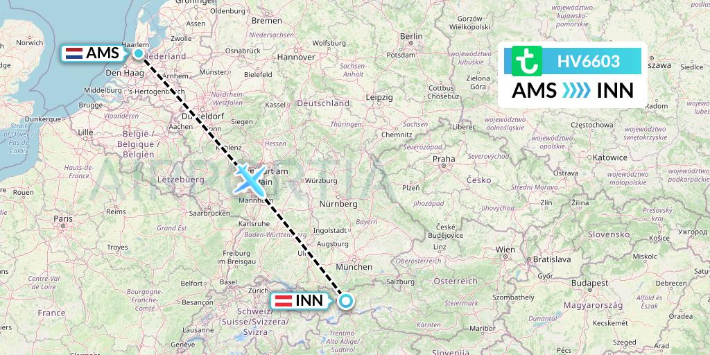 HV6603 Transavia Flight Map: Amsterdam to Innsbruck