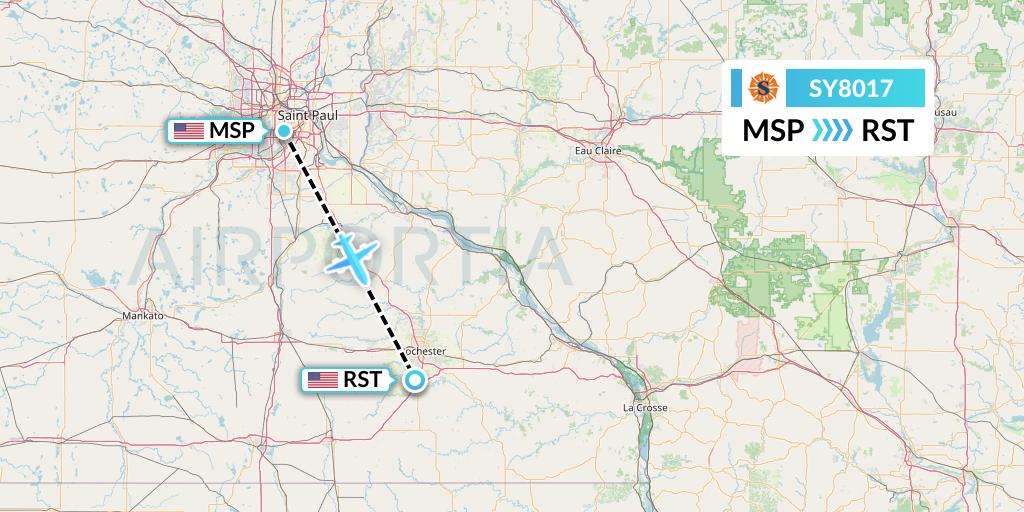 SY8017 Sun Country Airlines Flight Map: Minneapolis to Rochester