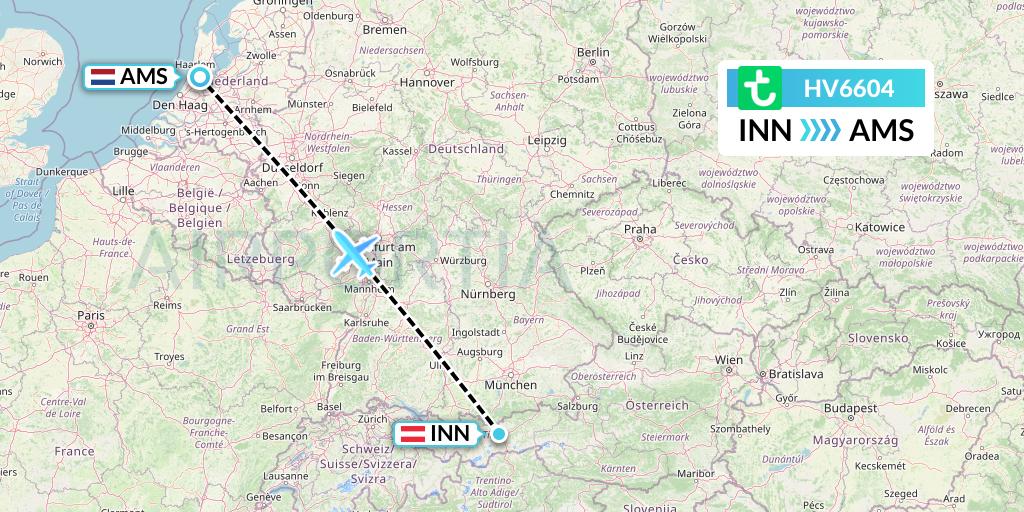 HV6604 Transavia Flight Map: Innsbruck to Amsterdam