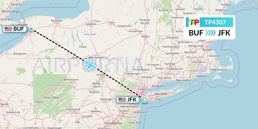 TP4307 TAP Portugal Flight Map: Buffalo to New York