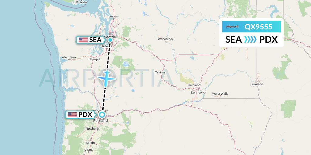 QX9555 Horizon Air Flight Map: Seattle to Portland