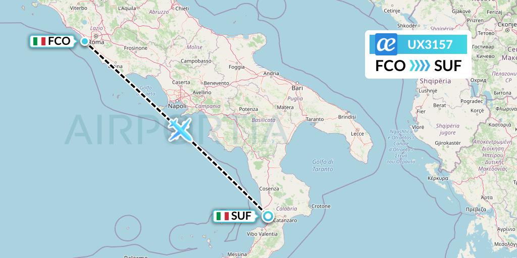 UX3157 Air Europa Flight Map: Rome to Lamezia Terme