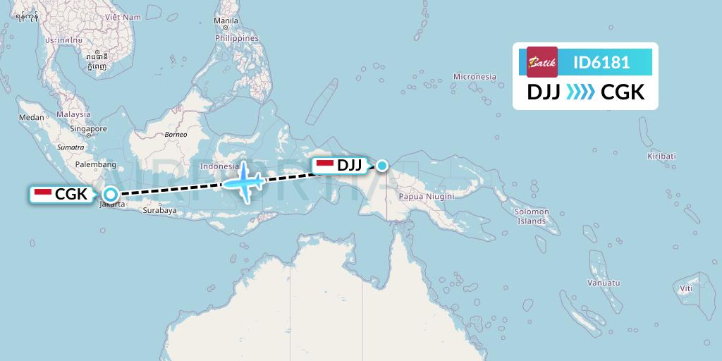 ID6181 Batik Air Flight Map: Jayapura to Jakarta