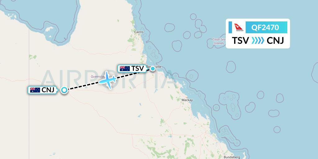 QF2470 Qantas Flight Map: Townsville to Cloncurry
