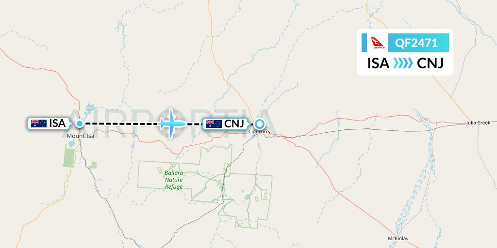 QF2471 Qantas Flight Map: Mount Isa to Cloncurry