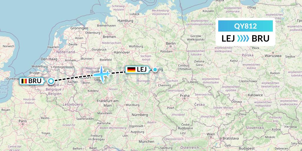 QY812 European Air Transport Flight Map: Leipzig to Brussels