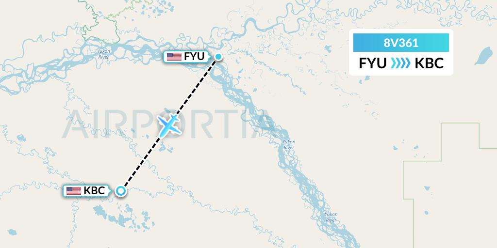 8V361 Wright Air Service Flight Map: Fort Yukon to Birch Creek