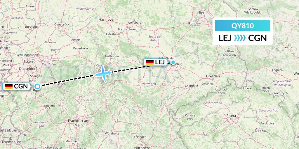QY810 European Air Transport Flight Map: Leipzig to Cologne