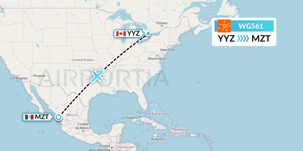 WG561 Flight Status Sunwing Airlines Toronto to Mazatlan (SWG561)