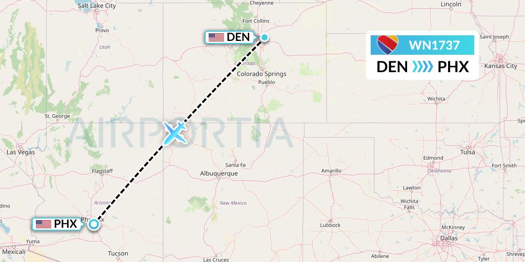 WN1737 Southwest Airlines Flight Map: Denver to Phoenix