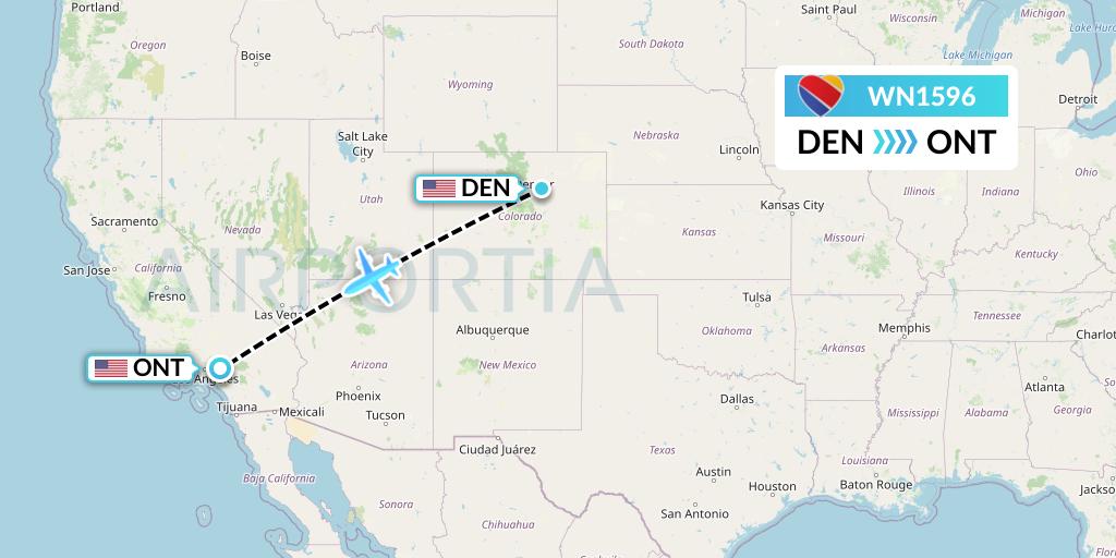 WN1596 Southwest Airlines Flight Map: Denver to Ontario