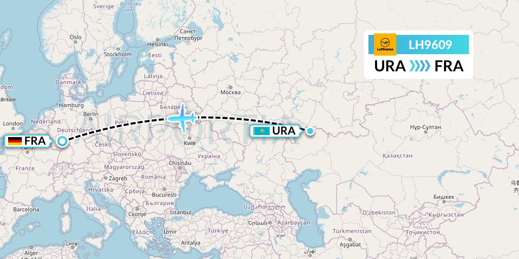 LH9609 Lufthansa Flight Map: Oral to Frankfurt