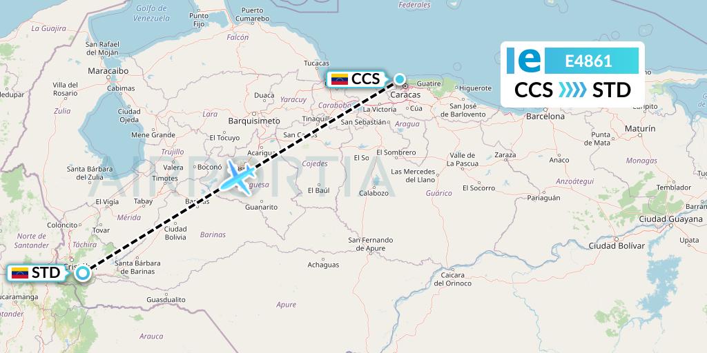 E4861 Estelar Latinoamerica C.A. Flight Map: Caracas to Santo Domingo