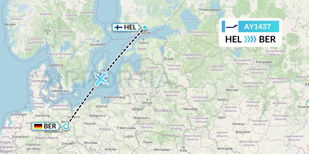 AY1437 Finnair Flight Map: Helsinki to Berlin