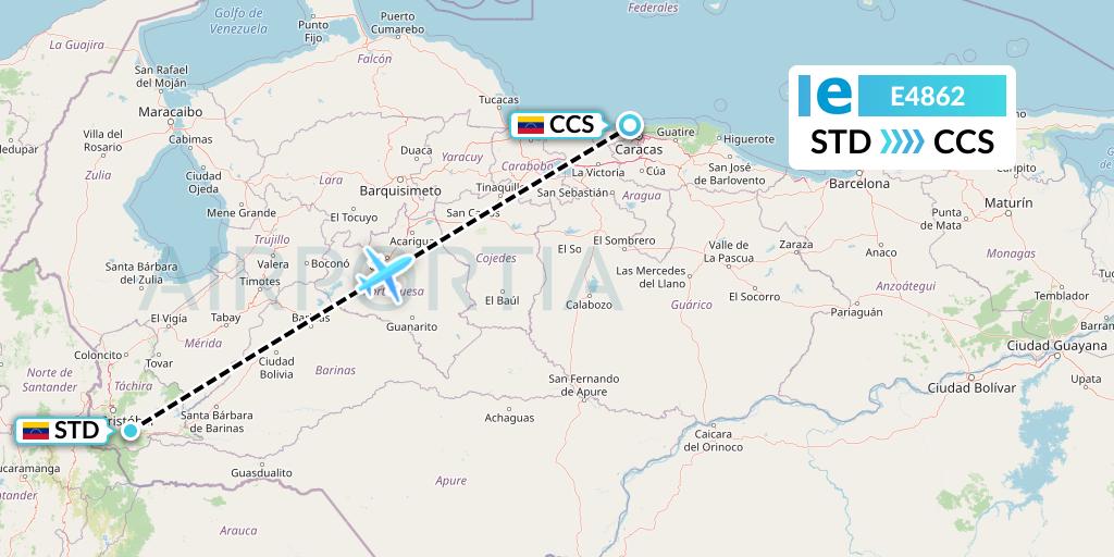 E4862 Estelar Latinoamerica C.A. Flight Map: Santo Domingo to Caracas