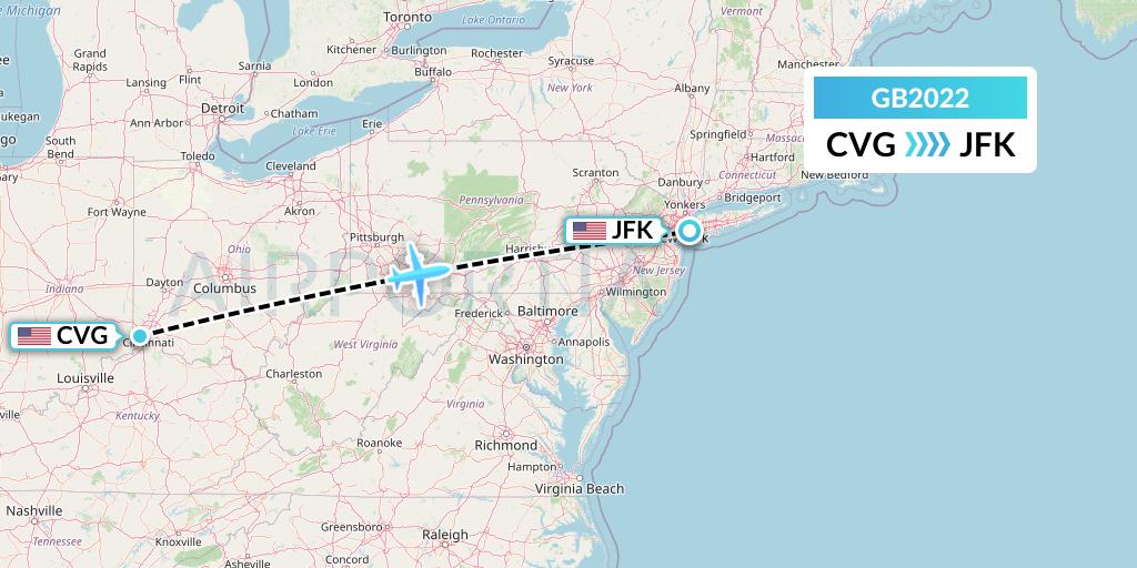 GB2022 ABX Air Flight Map: Cincinnati to New York