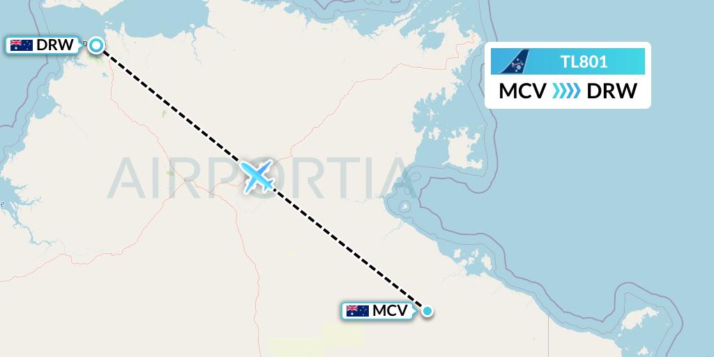 TL801 Airnorth Flight Map: McArthur River Mine to Darwin