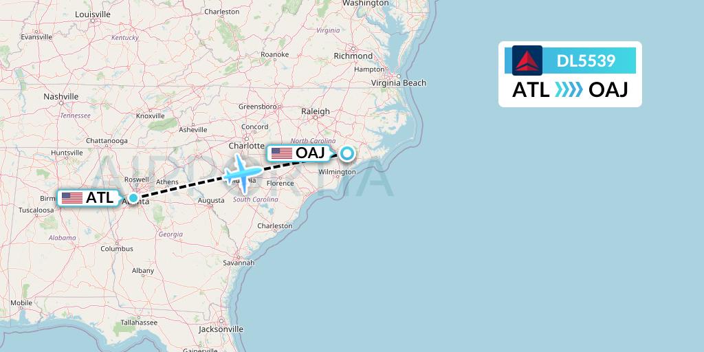 DL5539 Delta Air Lines Flight Map: Atlanta to Jacksonville