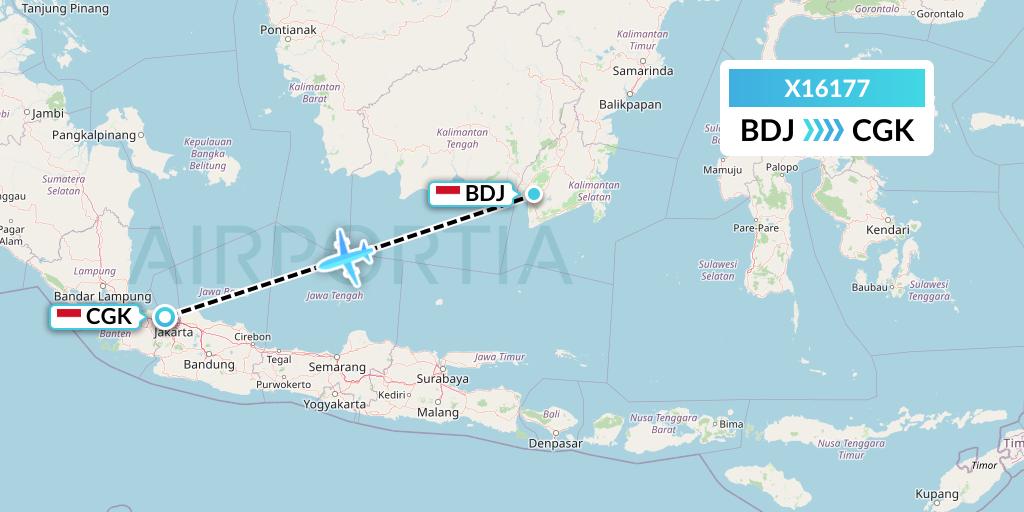 X16177 Nik Airways Flight Map: Banjarmasin to Jakarta