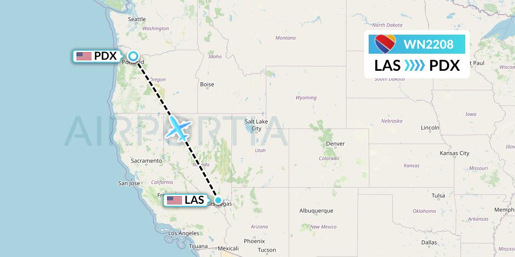 WN2208 Southwest Airlines Flight Map: Las Vegas to Portland