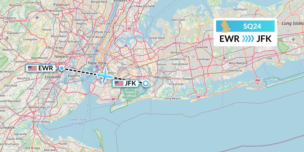 SQ24 Singapore Airlines Flight Map: New York to New York