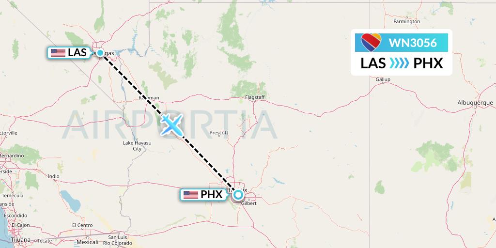 WN3056 Southwest Airlines Flight Map: Las Vegas to Phoenix