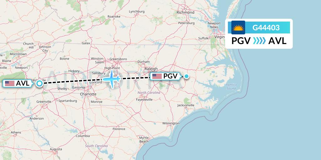 G44403 Allegiant Air Flight Map: Greenville to Asheville