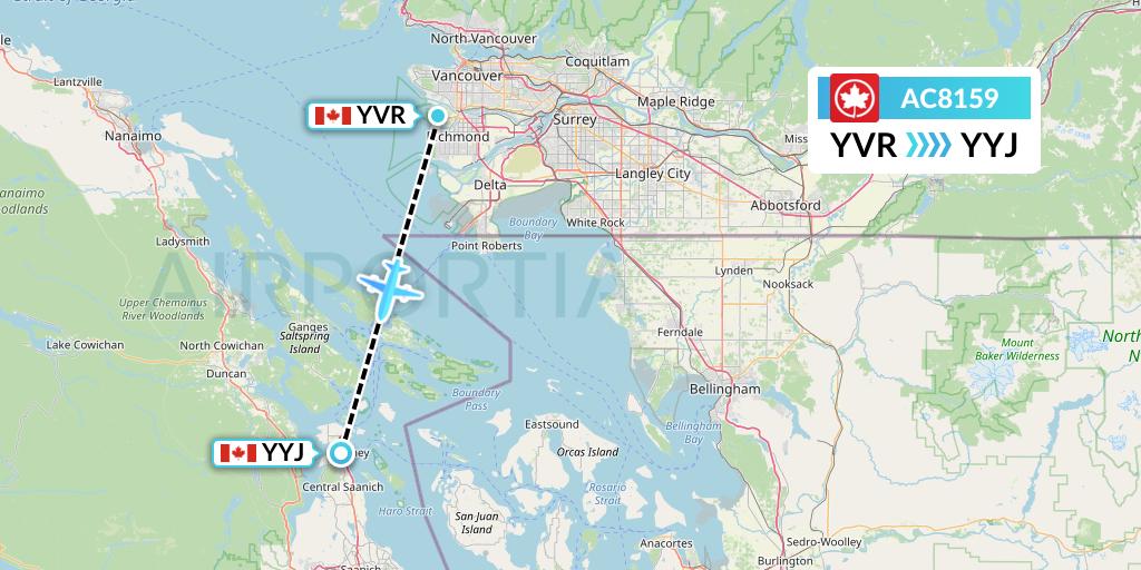 AC8159 Air Canada Flight Map: Vancouver to Victoria