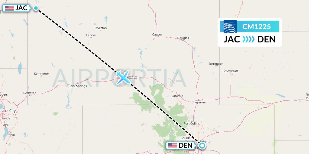 CM1225 Copa Airlines Flight Map: Jackson to Denver