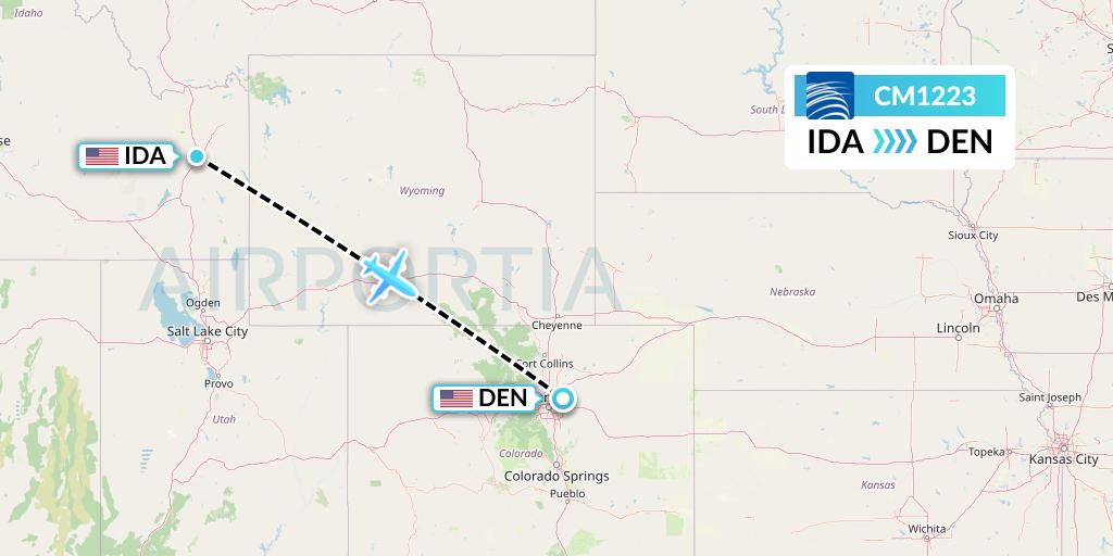 CM1223 Copa Airlines Flight Map: Idaho Falls to Denver