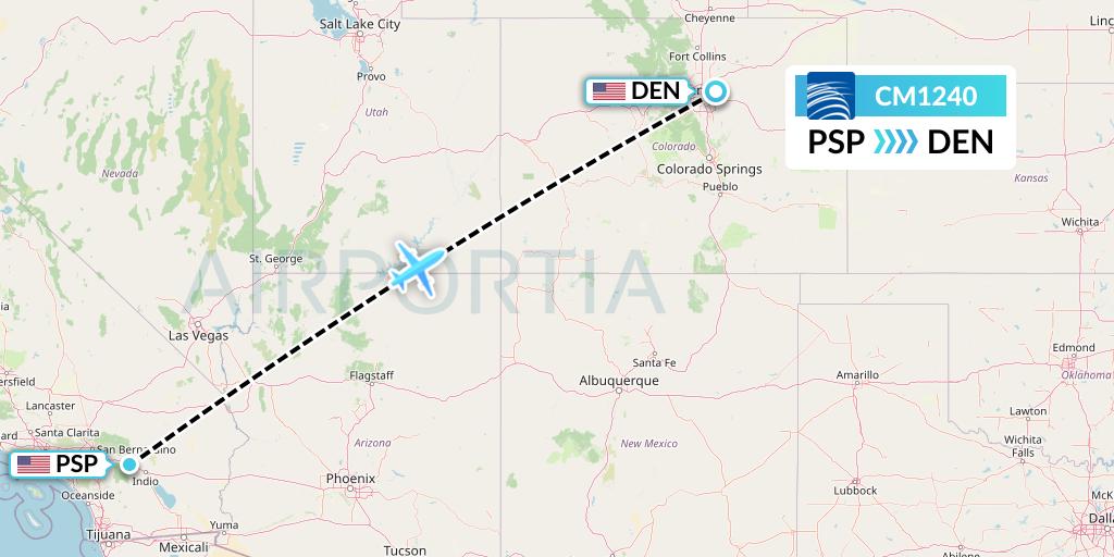 CM1240 Copa Airlines Flight Map: Palm Springs to Denver