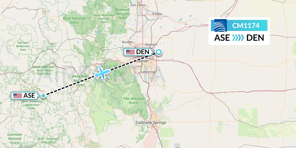 CM1174 Copa Airlines Flight Map: Aspen to Denver