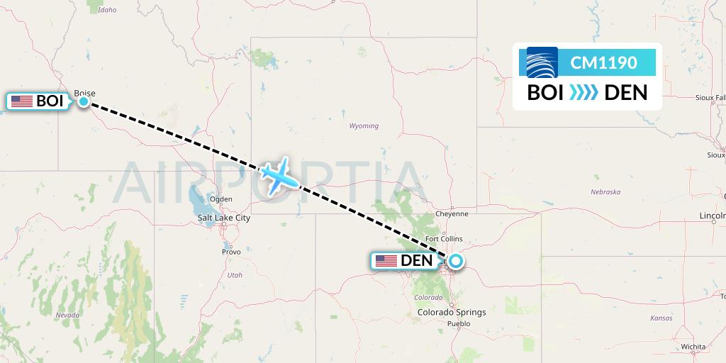 CM1190 Copa Airlines Flight Map: Boise to Denver